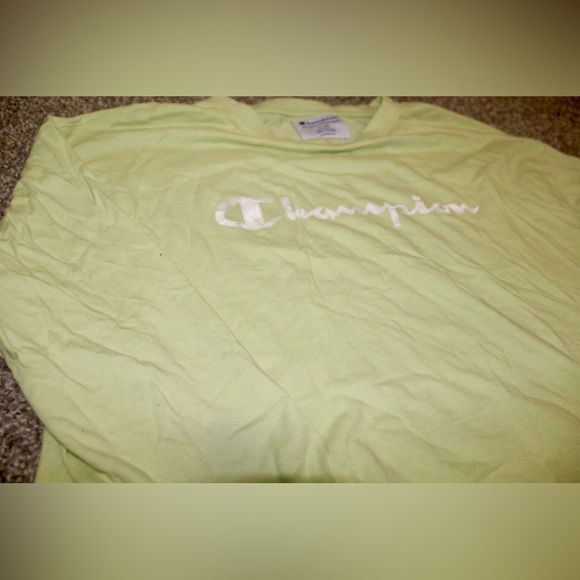 Champion Lime Green Cropped Long Sleeve Tee - Picture 5 of 6